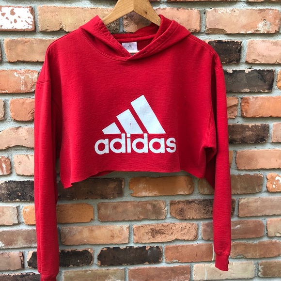 adidas cropped hoodie red